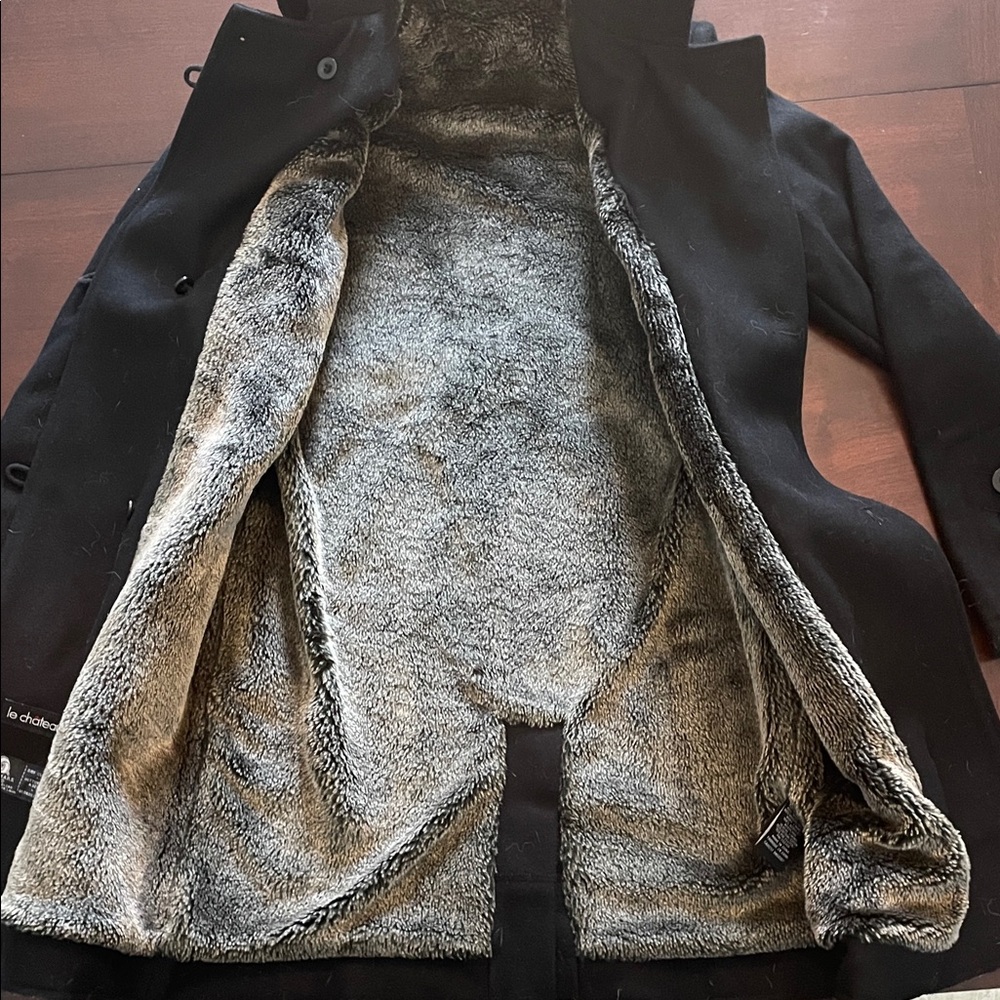 Le Chateau Black Wool Coat with removable hood - Picture 11 of 13